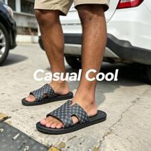 New Men's Slippers, Slide, Soft Sole Non-Slip Casual Sandals, Versatile Beach Shoes For Home And Outdoor - Black - View 3