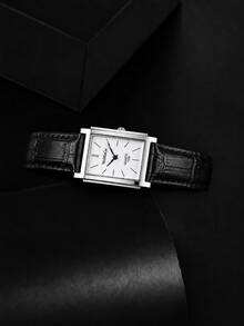 1PC Men's Black PU Leather Strap Square Dial Quartz Watch, Stainless Steel Case Business Fashion Men's Watch, Suitable For Business Occasions And Daily Wear As Birthday Gift, Christmas Gift, Men's Anniversary Gift - Black - View 10