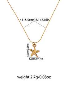 1件不鏽鋼金色夏季海灘海星吊墜項鍊,精緻極簡主義女款飾品,適合日常、派對、度假、旅行穿搭 - 金色 - 查看 10