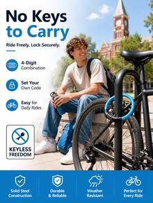 Minimalist Keyless Bicycle Combination Lock Flexible Steel Cable Lock Unisex Adult Portable Resettable Wheel Lock Suitable For Scooter Motorcycle Travel Back To School Season Outdoor Cycling Safety Gear Tool - A - View 8