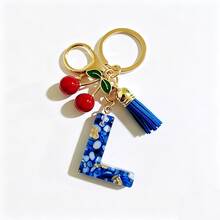 A-Z Resin Initial Keychain, Holiday Gift, Royal Blue Women's Key Chain, Cherry Tassel Car Key Chain Accessory, Gift, Car Decoration, Bag Charm, Cute Gothic Y2K Style For Campus - Royal Blue - View 22