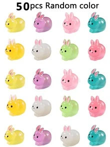 1/10/20/50/100pcs Mini Glow-In-The-Dark Rabbit Resin Models, Animal Miniature Landscape Gifts, Suitable For DIY Garden Decor, Doll Accessories, Desktop Decor Accessories, Home Decor - Multicolor - View 10