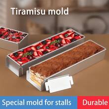1pc Tiramisu Mold, Stainless Steel Rectangular Tiramisu Mold (Detachable Design). Commonly Used Baking Mold In Bakeries And Homes, Suitable For Making Tiramisu, Macarons, Mousse Cakes And Pastries. - Multicolor - View 4
