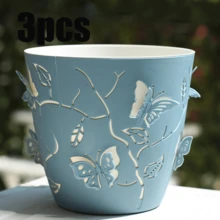 3/1 pieza Maceta de Doble Capa con Patrón 3D de Mariposa Voladora, Diseño de Insecto Multicolor con Agujero de Drenaje, Adecuada para Decoración Interior y Exterior, Ornamento, Cultivo de Flores, Regalo - A - Ver 15