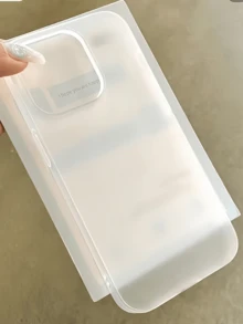 1pc Transparent Frosted Minimalist Full Coverage TPU Shockproof Phone Case Compatible With Apple 17 16 15 14 13 12 11 Pro Max Protective Shell Air - White - View 1