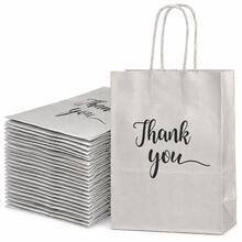 12er Pack Kirschblüten-Rosa Geschenktüten, Muster mit "Danke", 8,6 Zoll wiederverwendbare glänzende Party-Tüten, geeignet für Weihnachten, Geburtstag, Babyparty, Hochzeit und Einkaufen - Kirschblütenrosa - Übersicht 18