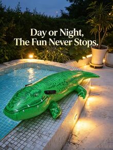 1/2pcs Inflatable Water Toys, Water Games, Inflatable Green Crocodile Design, Perfect Summer Gift For Swimming Pool And Beach Party, Floating Chair, Leisure Floating Bed, Floating Fun And Relaxation (Air Pump Sold Separately) - Multiple Styles - View 4