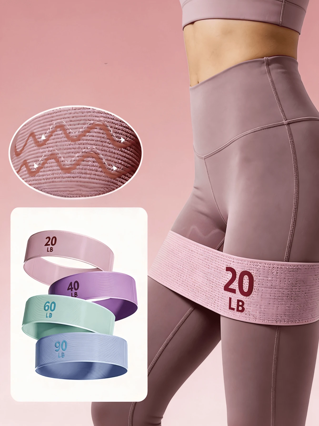 1pc Yoga Hip Resistance Band, Polyester Material High Elasticity, Unisex, Suitable For Hip Shaping Elastic Loop Home Gym Yoga Hip & Leg Training Fitness Sports Yoga Hip Band, Peach Pink Hip Resistance Elastic Band, Pilates Weight Loss Hip Round Fitness Band Fitness Accessories Yoga Stretching Band, Fitness Band, Training Band, Leg Resistance Band Set, Fitness, Muscle Training, Shaping - Multicolor - View 1