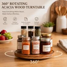 1pc Round Rotating Tray, 360° Swivel Wooden Tray, Kitchen Spice Rack, Tray, Kitchen Accessories, Kitchen Storage And Organization, Round Turntable, Wooden Tray, Spice Container, Kitchen Storage Utensils, Kitchen Decor, Turntable, Solid Wood Tray, Rotating Wooden Tray, 8-Inch Round Multi-Functional Tray, Round Wooden Spice Rack, Suitable For Kitchen Cabinets And Storage Cabinets, Housewarming Gift, Father's Day, Graduation, Birthday Gift - View 5