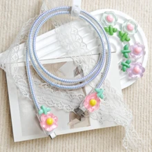 4 piezas Protector de cable de datos con diseño floral - Multicolor - Ver 1
