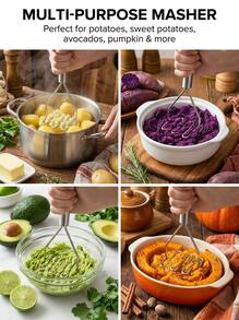 SOKANY 1 Presser, Wavy Stainless Steel Mashed Potato Masher, Kitchen Vegetable And Fruit Mashed Small Tool - View 2