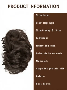 Synthetic Messy Bun Hair Extension Clip-In Claw Clip Ponytail Lazy Updo Wavy Curly Ponytail - Multicolor - View 3