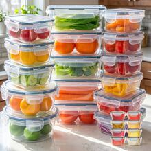 24Pcs Airtight Stackable Food Storage Containers Set, Proof Plastic Meal Prep Bento Lunch Box For Fridge Freezer Microwave Home Kitchen - 24-piece Set - View 1