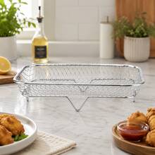 Aksesori Penggorengan Udara Stainless Steel - Dapat Ditumpuk, Cocok untuk Oven dan Penggorengan Udara, Aman untuk Mesin Pencuci Piring, Pilihan Sempurna untuk Memanggang Makanan Sehat Saat Liburan - View 16