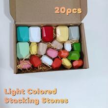 20pcs Natural Wooden Stacking Balance Stones: Montessori Educational Toy, Suitable For Toddlers, Puzzle Sorting & Early Learning, Children's Birthday And Christmas Gift - Multicolor - View 13