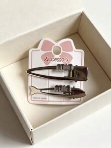 4pcs/Set Silver Letter Mini Alloy Hair Clips, Combination Set, Cool Style Niche Design Premium Side Bang Clips, Versatile Alligator Hair Clips,Claw Clips - Silver - View 3