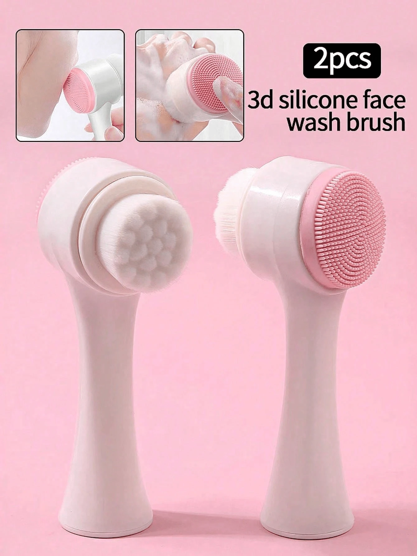 1/2pcs Soft Silicone Facial Cleansing Brush, Exfoliating Deep Pore Cleansing Brush, Double-Sided Manual Massage Deep Pore Cleansing Facial Brush, 2-In-1 Face Wash Brush