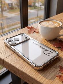 客製化手機殼，適用於 iPhone 11 12 13 14 15 16 17 Pro Max 17 Air，透明防震電鍍鏡頭膜相機保護，壓克力+TPU 緩衝保護殼，適合聖誕禮物 - 銀色 - 查看 5