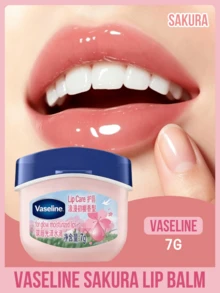 Vaseline 凡士林白桃護唇膏，72小時深層保濕，軟化死皮，雙重玻尿酸，不黏膩護唇膏基底，保濕，冷萃取，日夜雙重護理，補水，調理，舒緩，便攜，長效保濕，旅行必備，純淨成分，多功能，修復，保護 - 浪漫櫻花 7g - 查看 9