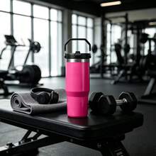 30oz IceFlow 2.0 Flip Straw Tumbler, Hot Pink, Insulated Stainless Steel Bottle With Handle, Twist-On Leak Resistant Lid, Cupholder Compatible Travel Cup - 玫紅色 - 查看 4