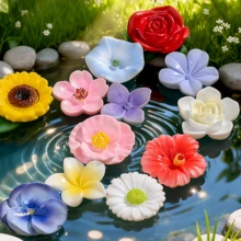 8/4pcs Healing Resin Floating Flowers, Aquarium Decorations, Origami Boat, Creative Water Surface Decor - View 3