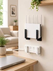 Soporte de pared para router, estante de almacenamiento portátil, soporte de pared para decodificador, estante duradero y práctico para la sala de estar - Ver 3