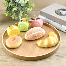 Round Wooden/Bamboo Tray, 30 Cm-A Decorative Tray Perfect For Holding Drinks, Coffee, Remote Controls, Keys, Jewelry, And Cosmetics - Wood Color - View 5