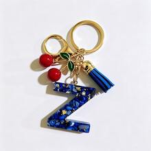 A-Z Resin Initial Keychain, Holiday Gift, Royal Blue Women's Key Chain, Cherry Tassel Car Key Chain Accessory, Gift, Car Decoration, Bag Charm, Cute Gothic Y2K Style For Campus - Royal Blue - View 23