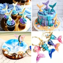 16-Cavity Textured Mermaid Tail Silicone Baking Mold, Reusable Easy Release Mould For DIY Chocolate, Gummy Candy, Fondant, Jelly, Cupcake Topper, Mermaid Birthday And Under Sea Theme Party Cake Decor - Multicolor - View 6
