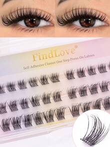 FindLove 36 Clusters Pre-Glued Brown Natural False Eyelashes, D Curl 3D Fluffy & Wispy 10-14mm Natural Style, Long-Lasting Wear, No Glue Needed, Soft & Voluminous Makeup Tool - D - View 1
