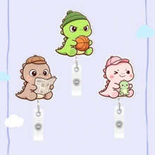 3入可愛Q版卡通恐龍徽章捲軸 可伸縮徽章夾 附旋轉鱷魚夾，適合護理師、醫生、老師、護理系學生、醫療人員、辦公室職員 - 3pcs - 查看 7