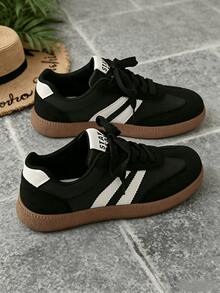 Women's Classic Fashion Comfortable Casual Versatile Lace-Up Lightweight Non-Slip College Style New Sports Shoes Zapatillas Elegantes De Mujer - 黑色999 - 查看 3