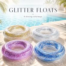Inflatable Swimming Rings, PVC Inflatable Swimming Rings, Neutral Armpit Floats, Including Green, Donut-Shaped, Suitable For Summer Water Sports, Pool Parties, Beach Parties, Swimming Pools, Beaches, And Summer Vacation Swimming Rings - Translucent Sequins - View 4