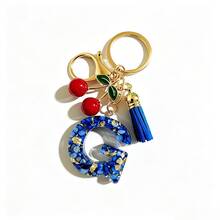 A-Z Resin Initial Keychain, Holiday Gift, Royal Blue Women's Key Chain, Cherry Tassel Car Key Chain Accessory, Gift, Car Decoration, Bag Charm, Cute Gothic Y2K Style For Campus - Royal Blue - View 17