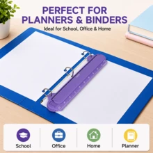 Eagle 3 Hole Punch, Portable Ring Binder 3 Hole Punch, Paper Puncher With Integrated Ruler, 10 Sheets Capacity, For Ring Binders, Office Supplies, Purple/Black/Pink/White - Three-hole Punch - View 3