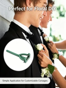 Rust-Proof Floral Safety Pin | Plastic Brooch Clip, Secure Hold, Suitable For Wedding Groom And Bride, Prom, Formal Occasions - Wedding Party And Spring Essential - Multiple Styles - View 3