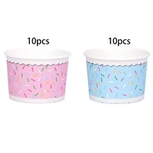 10pcs/20pcs/40pcs Ice Cream Paper Cups,Treat Bowls 7.5cm/3in Bottom 9cm/3.5in Top 6.2cm/2.5inc Height, Pink & Blue Sprinkle Confetti Pattern Wavy Rim Dessert Containers For Sundae, Frozen Yogurt, Snack, Party Favors, Birthday Supplies - Multicolor - View 11