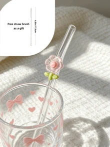 Transparent Borosilicate Glass Straws With Five Different Floral Combination Designs,Reusable And Cute,Includes A Cleaning Brush.Ideal For Cold Drinks, Smoothies, Sparkling Water, Milk Tea & Juices, Perfect For Parties, Picnics,Perfect Gift For Girls - View 7