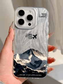 1件羽毛飛機雪山風景個性化極簡全包覆TPU防摔手機殼，適用於Apple 17 16 15 14 13 12 11 Pro Max Air及系列 - 彩色 - 查看 4