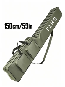 1pc 150cm/59in Foldable Fishing Rod Bag, Fishing Rod Storage Bag, Fishing Rod Case, Large Capacity, Double Layer Design, Equipped With 4 Side Pockets, Suitable For Outdoor Fishing. - Random Color - View 4