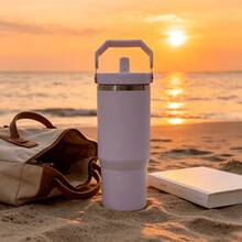 30oz IceFlow 2.0 Flip Straw Tumbler, Frost White, Insulated Stainless Steel Bottle With Handle, Twist-On Leak Resistant Lid,  Cupholder Compatible Travel Cup - White - View 2