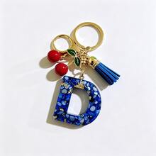 A-Z Resin Initial Keychain, Holiday Gift, Royal Blue Women's Key Chain, Cherry Tassel Car Key Chain Accessory, Gift, Car Decoration, Bag Charm, Cute Gothic Y2K Style For Campus - Royal Blue - View 31
