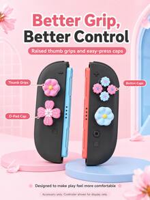 2pcs 3D Skull Joystick Caps + ABXY Button Caps Set, Compatible With Switch NS / Switch OLED / Switch Lite Joy-Con Controllers, Anti-Slip Silicone Joystick Protective Covers And Directional Button Caps Decoration, Soft TPU Material Wear-Resistant And Sweat-Proof, Enhance Gaming Control Feel, DIY Personalized Gaming Accessories, Compatible With Switch Players Gift, Couple Gaming Decoration, Halloween Gift. - View 5