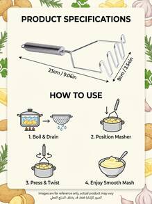 SOKANY 1 Presser, Wavy Stainless Steel Mashed Potato Masher, Kitchen Vegetable And Fruit Mashed Small Tool - View 5