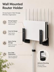 Soporte de pared para router, estante de almacenamiento portátil, soporte de pared para decodificador, estante duradero y práctico para la sala de estar - Ver 4