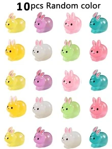 1/10/20/50/100pcs Mini Glow-In-The-Dark Rabbit Resin Models, Animal Miniature Landscape Gifts, Suitable For DIY Garden Decor, Doll Accessories, Desktop Decor Accessories, Home Decor - Multicolor - View 7