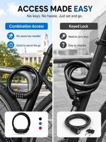 Minimalist Keyless Bicycle Combination Lock Flexible Steel Cable Lock Unisex Adult Portable Resettable Wheel Lock Suitable For Scooter Motorcycle Travel Back To School Season Outdoor Cycling Safety Gear Tool - A - View 6