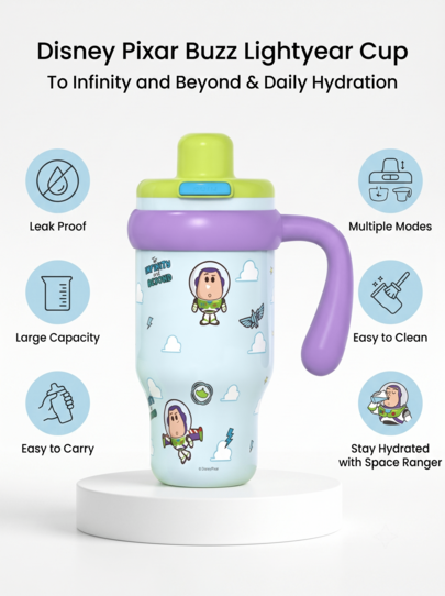 Miniso Vaso Térmico Portátil con Doble Abertura para Beber Licenciado Oficialmente por Disney Toy Story Buzz Lightyear, Capacidad Grande de 700ml, Estilo Lindo, Acero Inoxidable 316, Uso Escolar para Estudiantes, Se Ajusta al Portavasos, Vaso de Coche, Taza Térmica a Prueba de Fugas, Acero Inoxidable Reutilizable + Base de Goma, Regalo Unisex