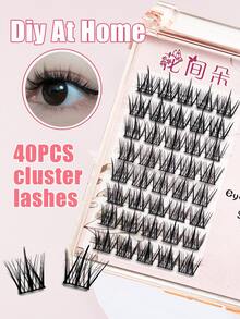 Natural 40pcs Wispy Lash Clusters Manga Cluster Eyelash Extensions Natural Fairy Eyelash Clusters Individual Lashes Clusters C Curly Spiky Lash Extension - C - View 2