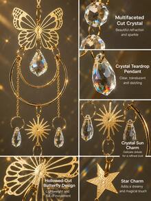 1PC/3PCS Butterfly Crystal Sun Catcher Window Hanging, Rainbow Maker Prism Pendant With Star Charm, Boho Home Decor For Bedroom Living Room - Crystal Ornaments - View 6